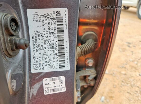2HGFC2F81MH548232 2021 HONDA CIVIC Charcoal ძრავის განყოფილების ხედი