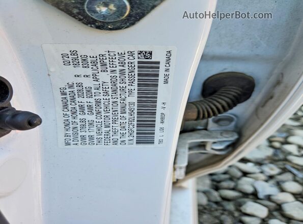 2HGFC2F82LH545130 2020 HONDA CIVIC White Vista del compartimento del motor