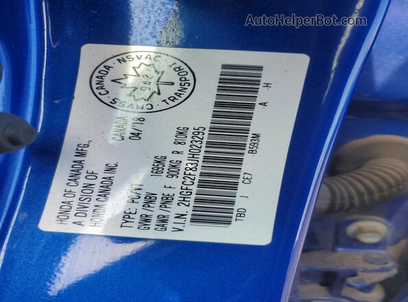 2HGFC2F83JH023295 2018 HONDA CIVIC Blue Engine compartment view