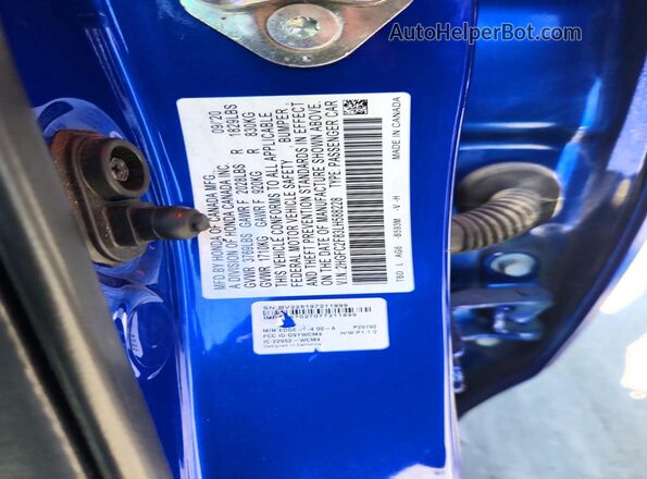 2HGFC2F83LH588228 2020 HONDA CIVIC Blue Vista del compartimento del motor