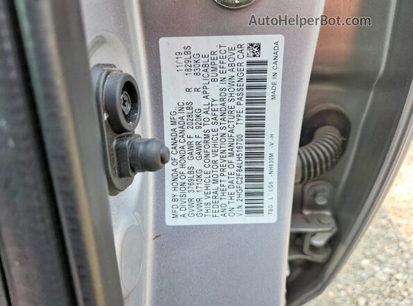 2HGFC2F84LH516700 2020 HONDA CIVIC Silver Engine compartment view