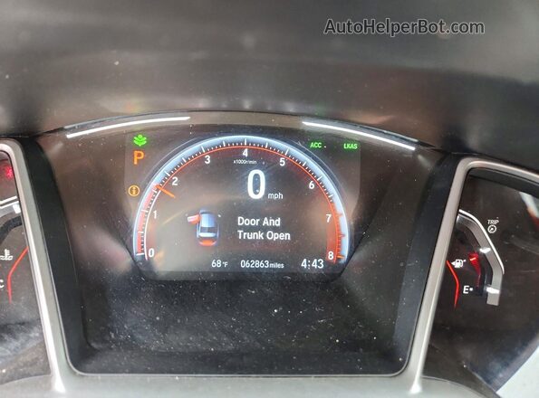 2HGFC2F85KH588990 2019 HONDA CIVIC Gray Вид щитка приладів