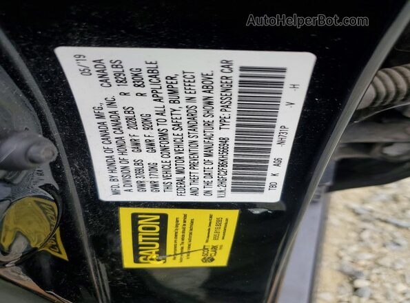 2HGFC2F86KH566948 2019 HONDA CIVIC Черный Вид подкапотного пространства