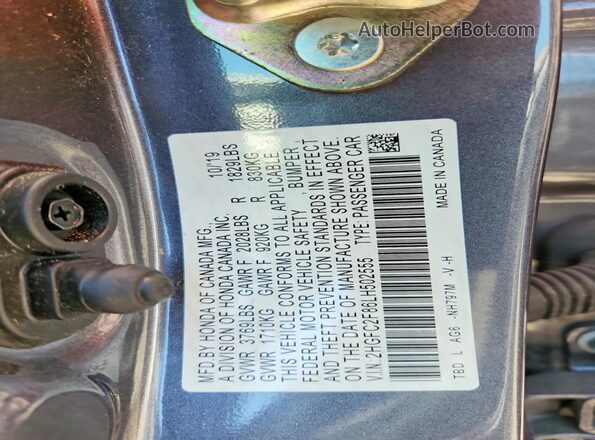 2HGFC2F86LH502555 2020 HONDA CIVIC Gray Շարժիչի բաժամունքի տեսք