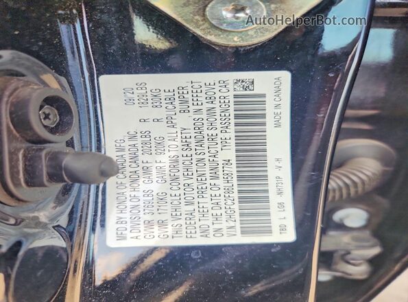 2HGFC2F86LH587784 2020 HONDA CIVIC Black Вид підкапотного простору
