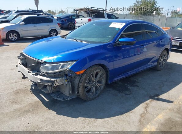 2HGFC2F87KH569048 2019 HONDA CIVIC Blue Առջևի ձախ երեք քառորդ տեսարան