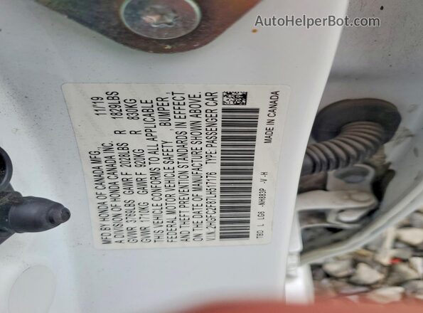 2HGFC2F87LH517176 2020 HONDA CIVIC White Engine compartment view