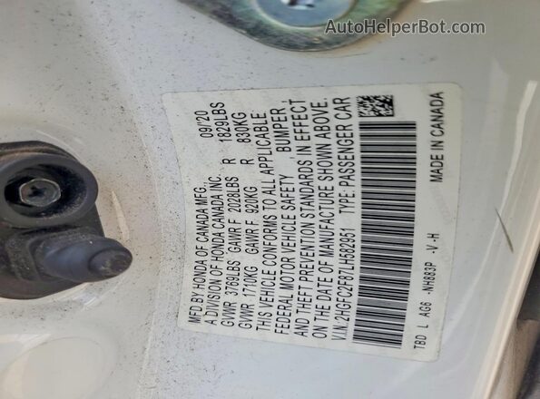 2HGFC2F87LH582951 2020 HONDA CIVIC White Widok komory silnika
