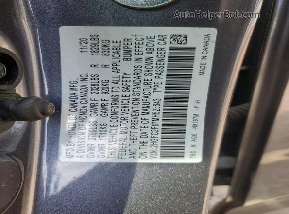 2HGFC2F87MH523643 2021 HONDA CIVIC Gray VIN sticker view