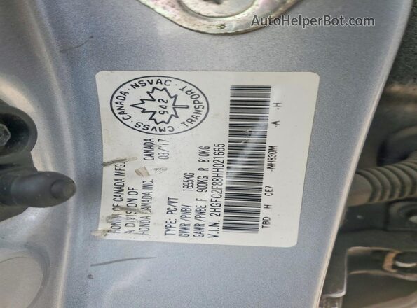 2HGFC2F88HH021665 2017 HONDA CIVIC Silver Вид підкапотного простору