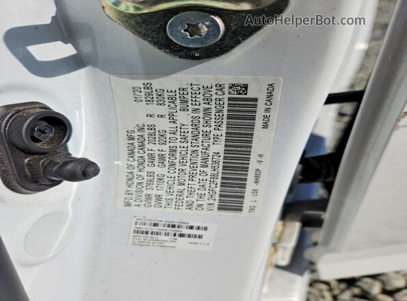 2HGFC2F88LH536724 2020 HONDA CIVIC White Vista de la etiqueta del VIN