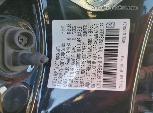 2HGFC2F89MH511087 2021 HONDA CIVIC Black ძრავის განყოფილების ხედი