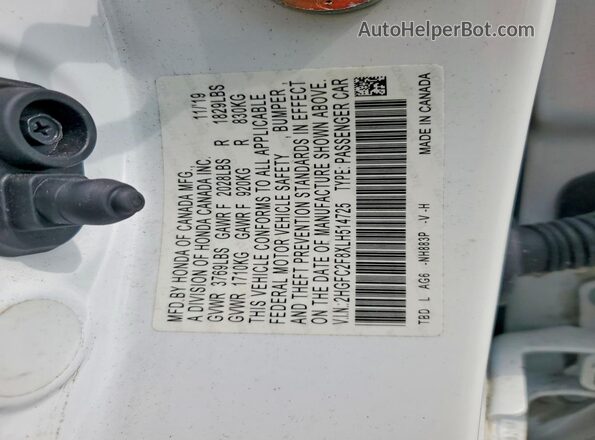 2HGFC2F8XLH514725 2020 HONDA CIVIC White VIN կոդի պիտակի տեսք