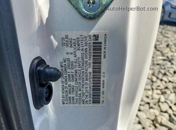 2HGFC3A57LH752146 2020 HONDA CIVIC White Вид підкапотного простору