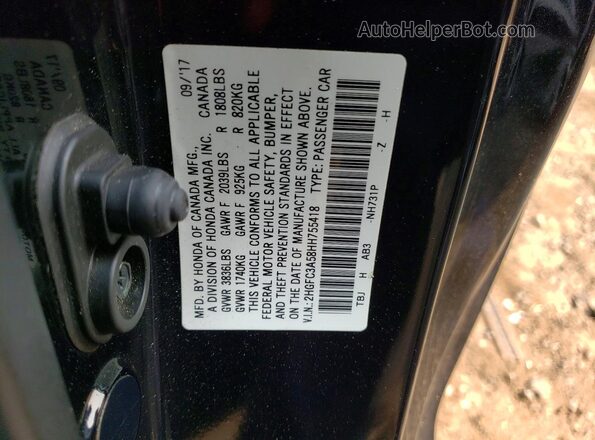 2HGFC3A58HH755418 2017 HONDA CIVIC Black ძრავის განყოფილების ხედი