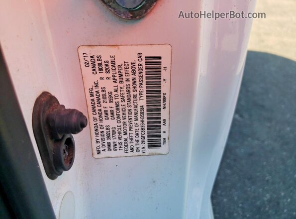 2HGFC3B35HH358584 2017 HONDA CIVIC Белый Вид подкапотного пространства