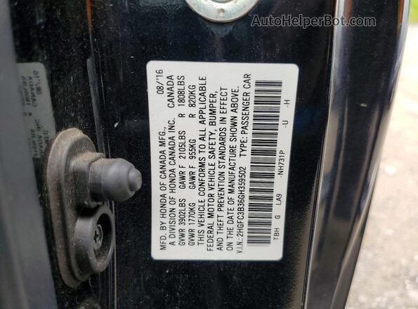 2HGFC3B36GH359502 2016 HONDA CIVIC Black Շարժիչի բաժամունքի տեսք