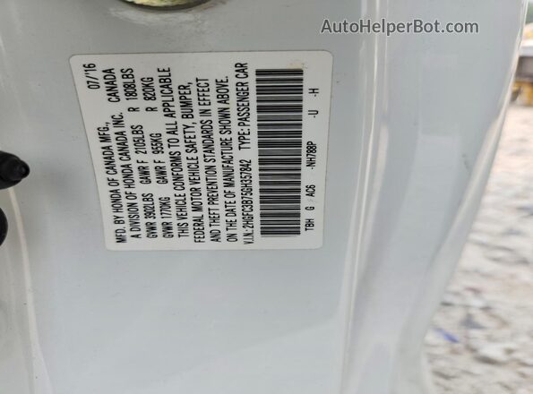 2HGFC3B75GH357842 2016 HONDA CIVIC Белый Вид подкапотного пространства