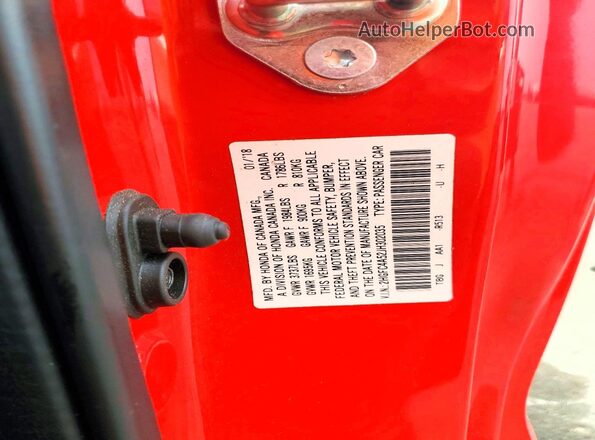 2HGFC4A52JH302035 2018 HONDA CIVIC Red Widok komory silnika