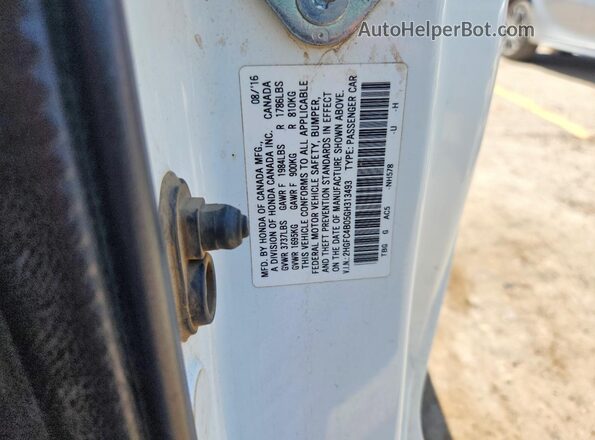 2HGFC4B05GH313493 2016 HONDA CIVIC White Vista de la etiqueta del VIN