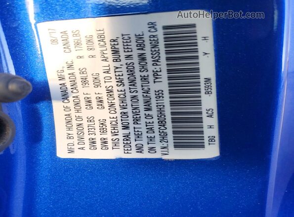 2HGFC4B05HH311955 2017 HONDA CIVIC Blue 