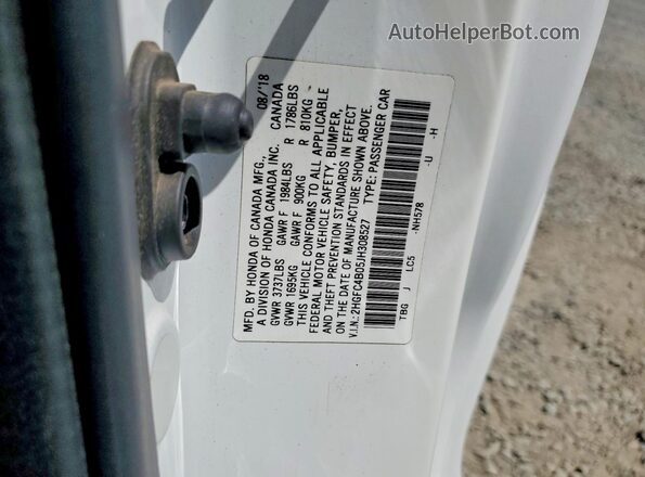 2HGFC4B05JH308527 2018 HONDA CIVIC White Вид підкапотного простору