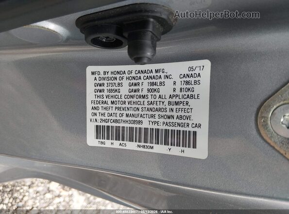 2HGFC4B07HH308989 2017 HONDA CIVIC Silver Вид підкапотного простору