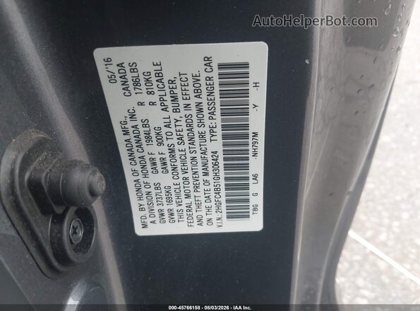 2HGFC4B51GH306424 2016 HONDA CIVIC Gray Engine compartment view