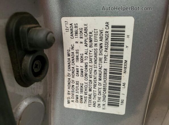 2HGFC4B55JH300858 2018 HONDA CIVIC Silver Widok komory silnika