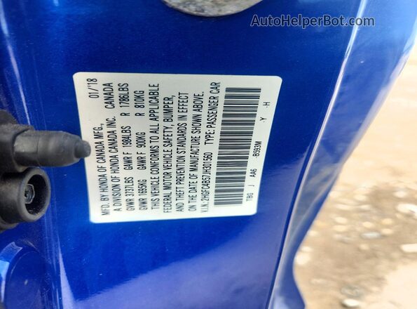 2HGFC4B57JH301560 2018 HONDA CIVIC Blue Vista del compartimento del motor