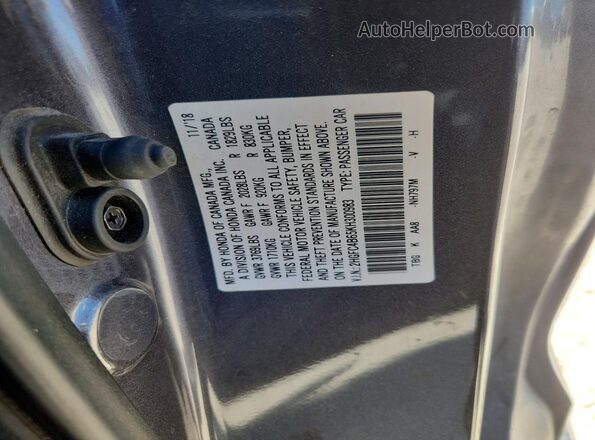 2HGFC4B65KH300983 2019 HONDA CIVIC Gray VIN կոդի պիտակի տեսք