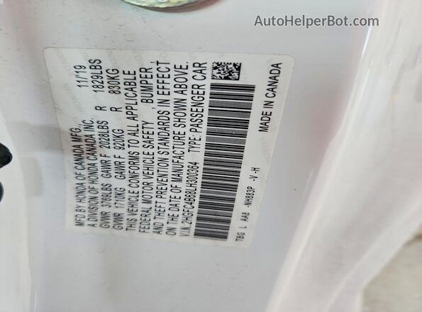2HGFC4B68LH300364 2020 HONDA CIVIC White Engine compartment view