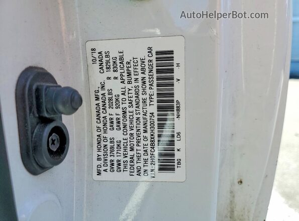 2HGFC4B8XKH300754 2019 HONDA CIVIC Белый Вид подкапотного пространства