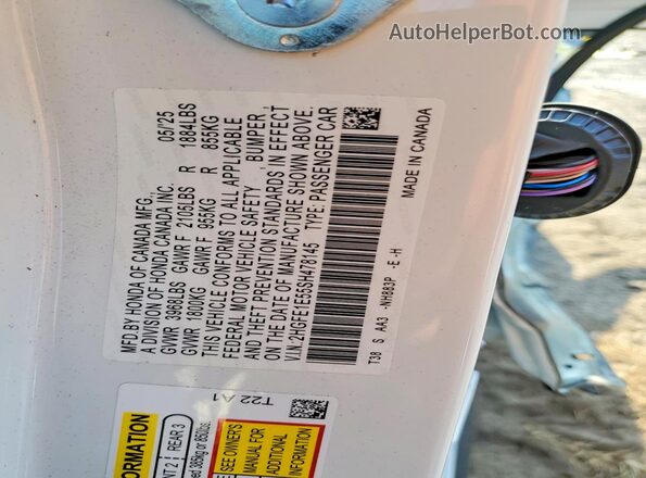 2HGFE1E55SH478145 2025 HONDA CIVIC White Vista del compartimento del motor