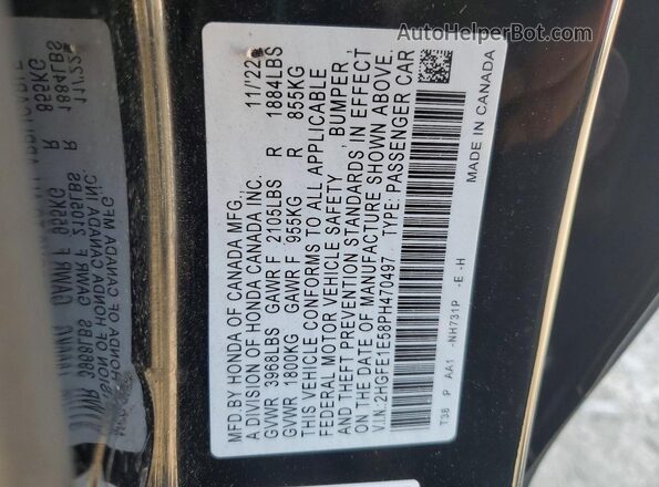 2HGFE1E58PH470497 2023 HONDA CIVIC Black Widok naklejki z numerem VIN