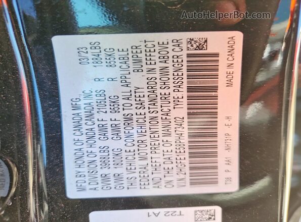 2HGFE1E58PH473402 2023 HONDA CIVIC Черный Вид подкапотного пространства
