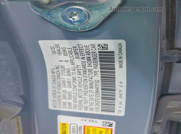 2HGFE1E59NH476192 2022 HONDA CIVIC Gray Engine compartment view