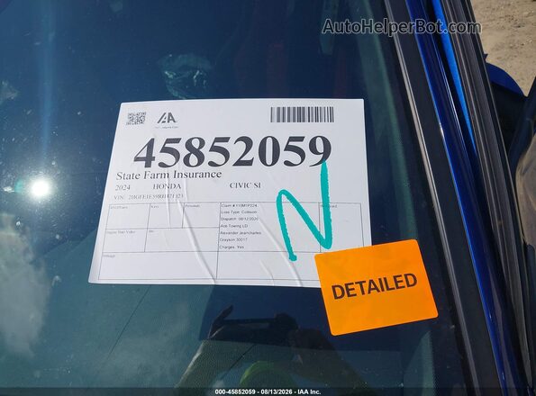 2HGFE1E59RH471323 2024 HONDA CIVIC Blue 
