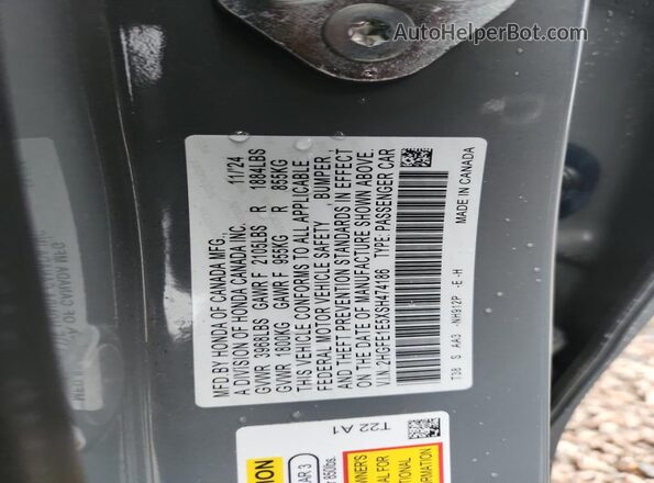 2HGFE1E5XSH474186 2025 HONDA CIVIC Серый Вид подкапотного пространства