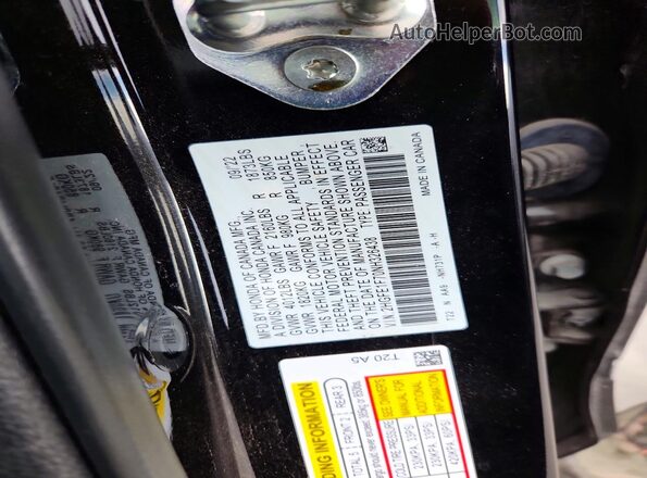 2HGFE1F70NH326438 2022 HONDA CIVIC Black Vista del compartimento del motor