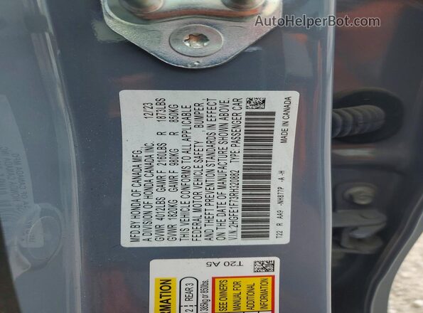 2HGFE1F73RH320882 2024 HONDA CIVIC Blue Вид підкапотного простору