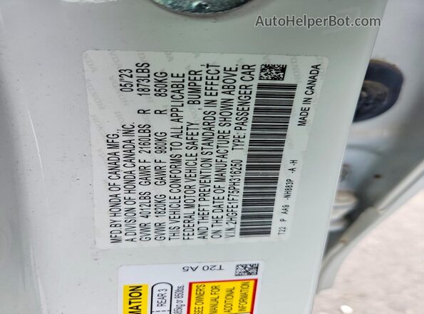 2HGFE1F75PH316250 2023 HONDA CIVIC White ძრავის განყოფილების ხედი