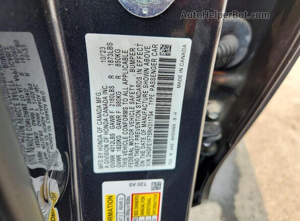 2HGFE1F75RH311794 2024 HONDA CIVIC Gray ძრავის განყოფილების ხედი