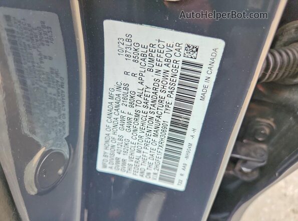 2HGFE1F7XRH306901 2024 HONDA CIVIC Gray Շարժիչի բաժամունքի տեսք