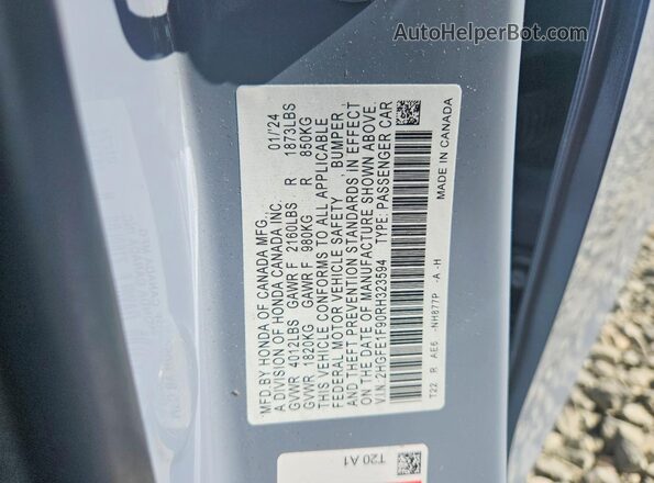 2HGFE1F90RH323594 2024 HONDA CIVIC Серый Вид подкапотного пространства