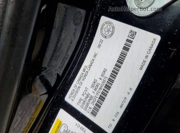 2HGFE1F91NH006675 2022 HONDA CIVIC Black Вид підкапотного простору