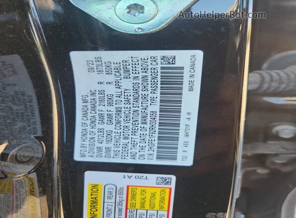 2HGFE1F92RH304058 2024 HONDA CIVIC Black Вид наклейки з VIN-кодом