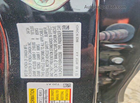 2HGFE1F93RH335299 2024 HONDA CIVIC Black Շարժիչի բաժամունքի տեսք