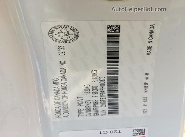 2HGFE1F94PH000873 2023 HONDA CIVIC White Widok komory silnika