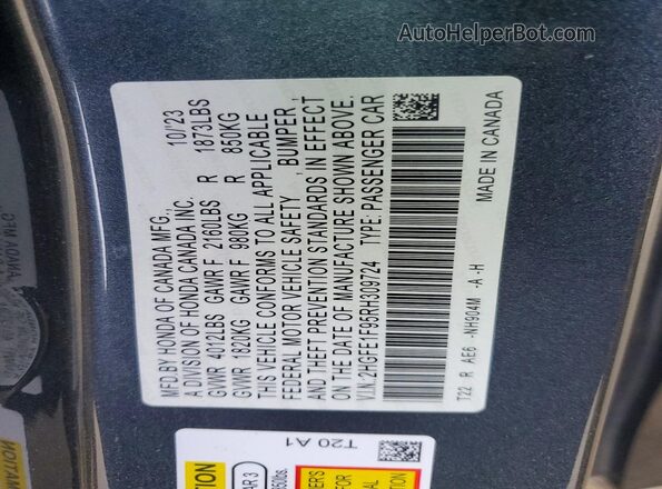 2HGFE1F95RH309724 2024 HONDA CIVIC Charcoal Vista del compartimento del motor
